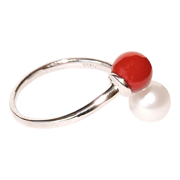 Coral and pearl ring - Picture 1 of 1